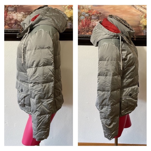 Eddie Bauer 550 Down Yukon Model Hooded Jacket Coat Pockets Gray Women's Medium - Picture 3 of 16